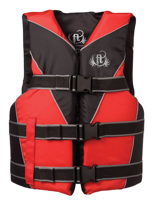 Teen Nylon Water Ski Life Vest, Red & Black Boattube